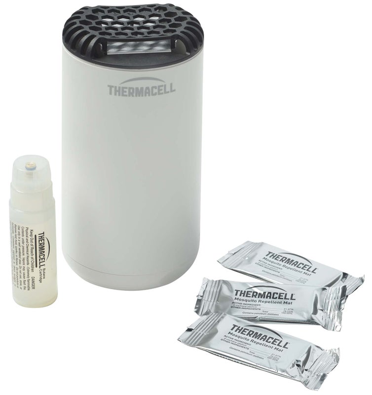 Thermacell Mini Halo -hyttystentorjuntalaite ja tarvikkeet.